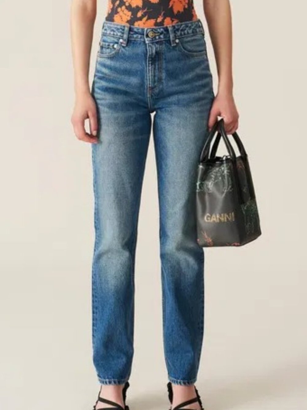 GANNI Scandi-chic High Waisted Straight Jeans Inseam 30.5" Size 26